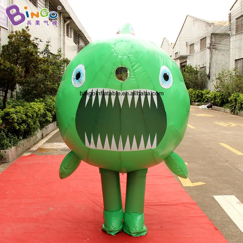 Inflatable Toys 2m Tall Green Inflatable Shark Monster Costume for Amusement Park  Blow up Cartoon Walking Shark Toys