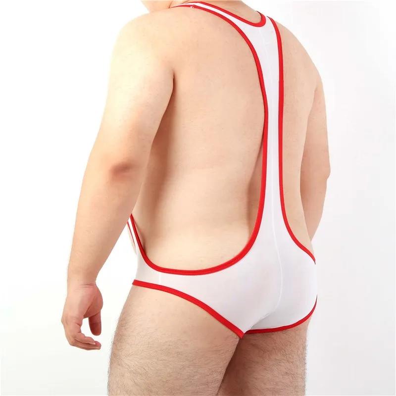 Mens Sexy Undershirt Fetish Gay Big Pouch Briefs Underwear Slim Wrestling Singlet Bodysuit One Piece Jumpsuit Leotard M L XL XXL