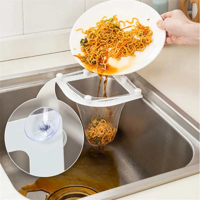 Suction Cup Type Sink Residual Food Residue Filter Screen Drain Rack Set Kitchen Waste Anti Clogging Disposable Filter Bag