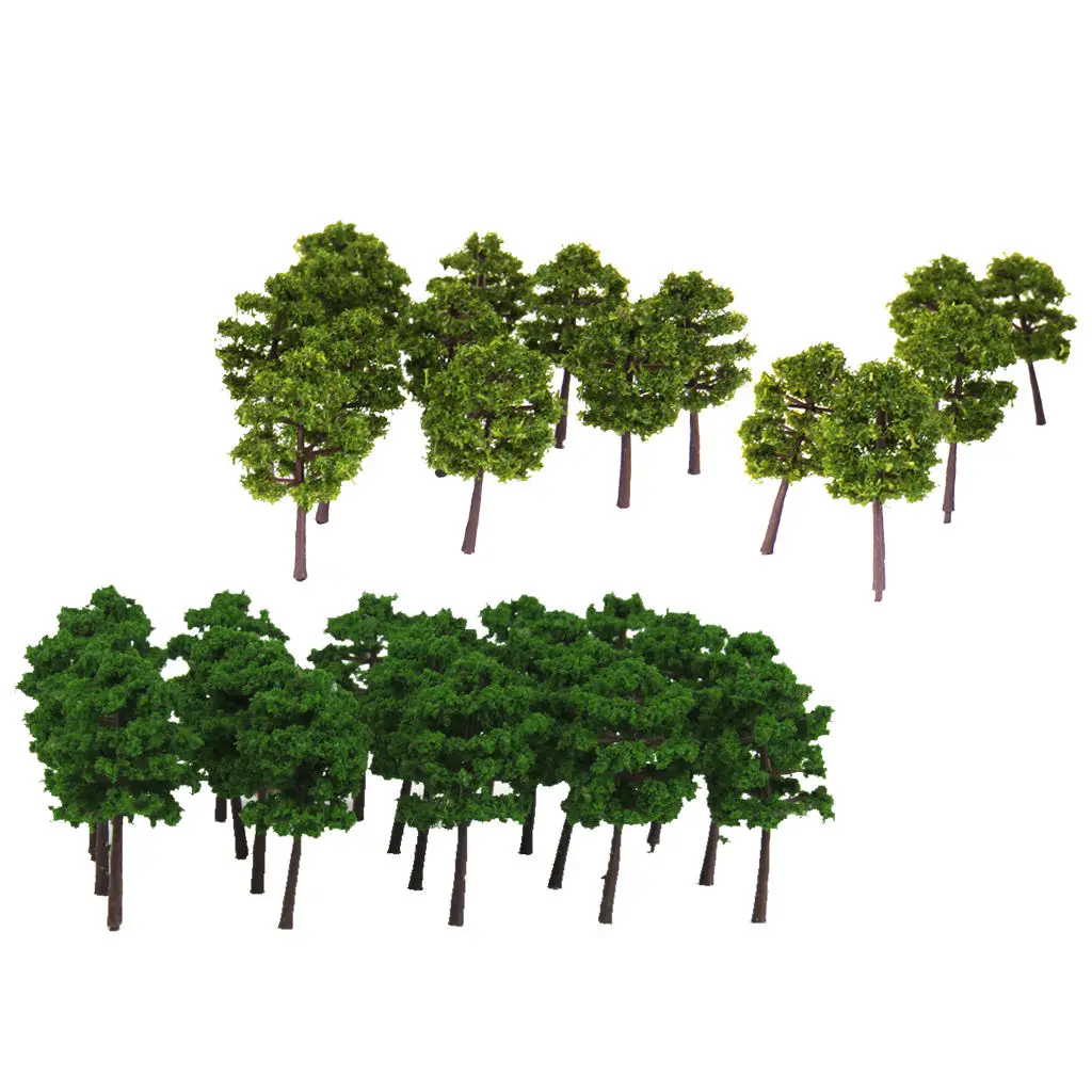 80 Pieces Model Railway Scenery Tree Buildings Model Accessory 1:250 Z Scale