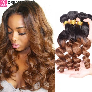 Dreamdiana Ombre Maleisische Haar Golvend Bundels Ombre Losse Golf 3 Bundels 2 Gestemde 30 Bruin Remy Weave Haar Bundel 100% menselijk Haar