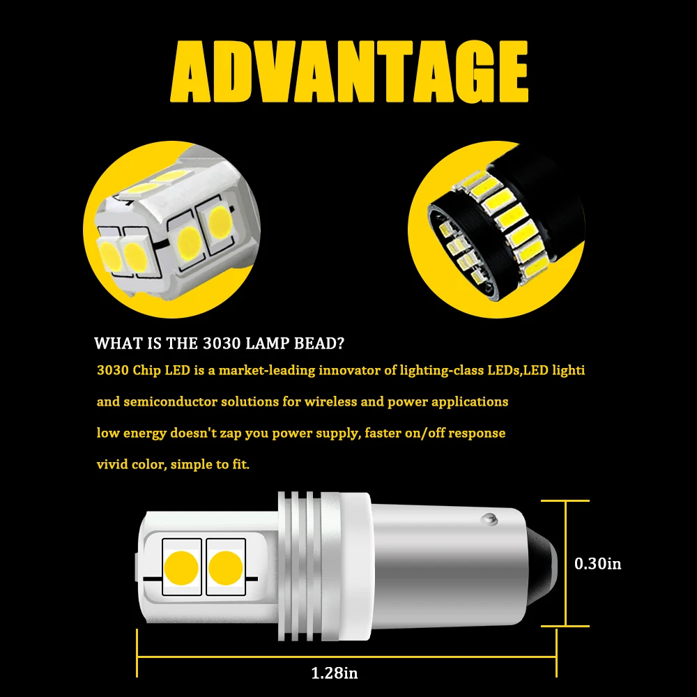 BMTxms 2x Canbus 64111 BA9S T4W 64132 BAX9S H6W 64136 BAY9S H21W LED Moto Parking Lights Interior Reverse Brake Turn Signal Lamp