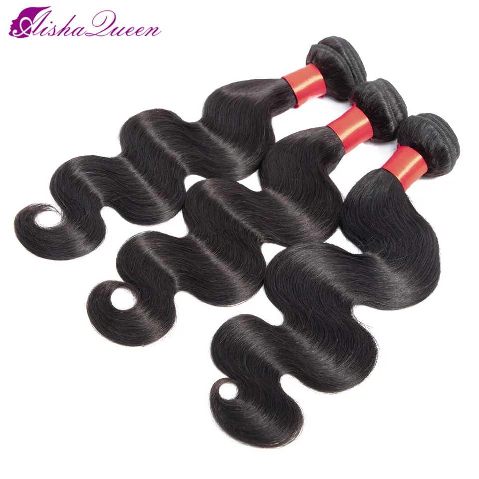 Aisha Queen Body Wave Bundles With Closure Peruvian Hair Weave Bundles With Closure Non-Remy Human Hair Bundles With Closure