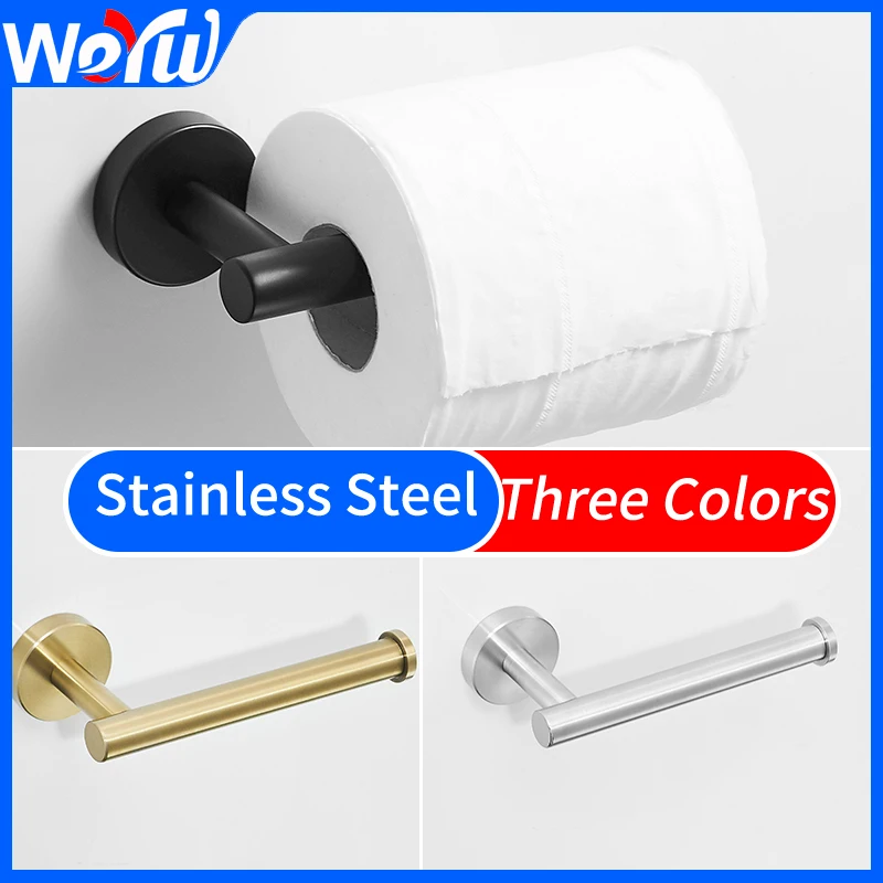 Toilet Paper Holder Stainless Steel Roll Holder Storage Creative Brush Bathroom Paper Towel Holder Wall Mount