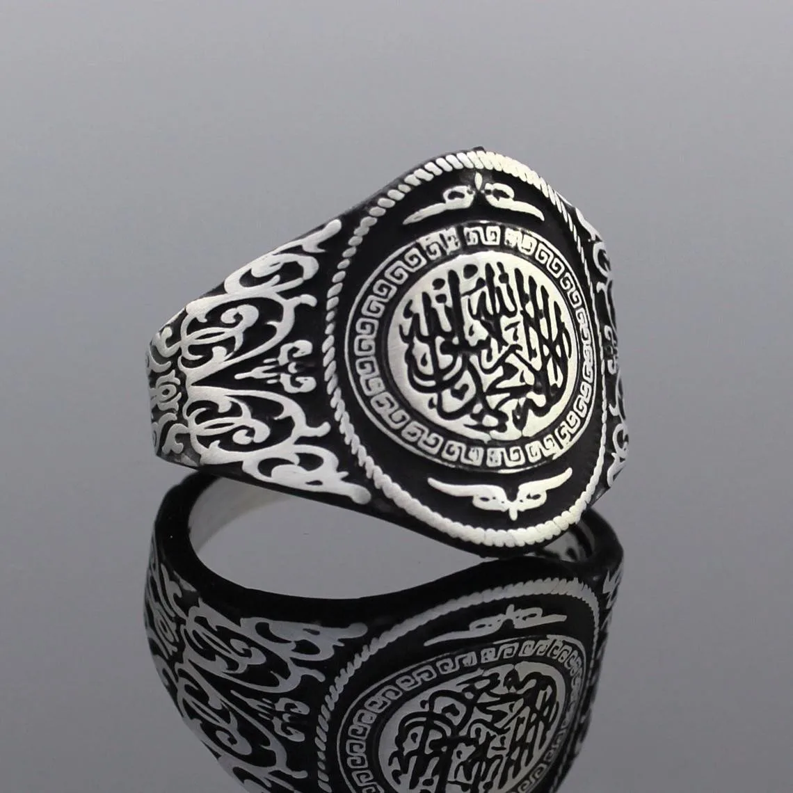 Solid 925 Sterling Silver the Word Tawheed Islamic Men's Ring Special Ring Jewelry Accessory For Men Gift Idea Made in turkey