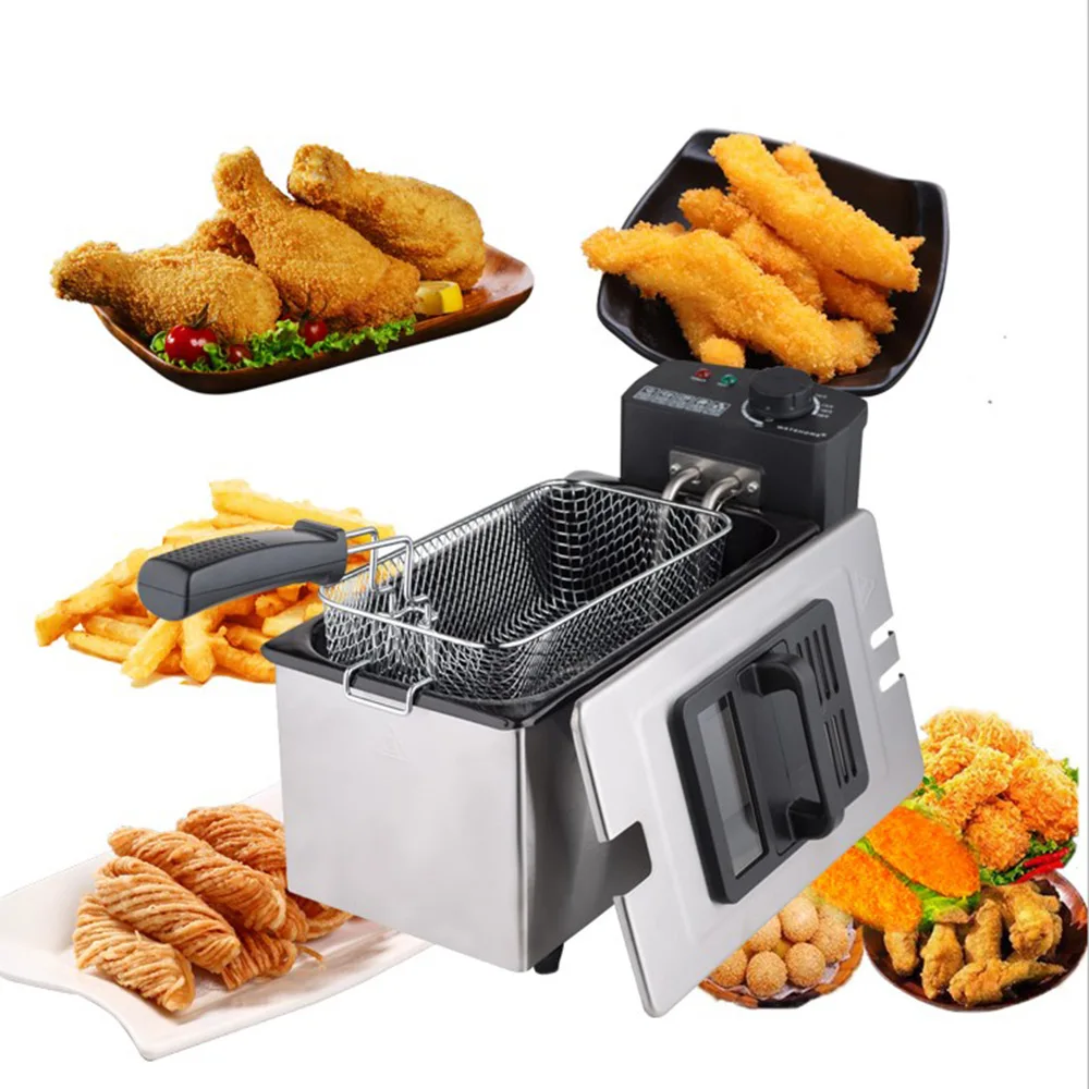 Household French Fries Machine 3L Commercial Constant Temperature Electric Fryer Electric Mini Fryer Kitchen Cooking Machine