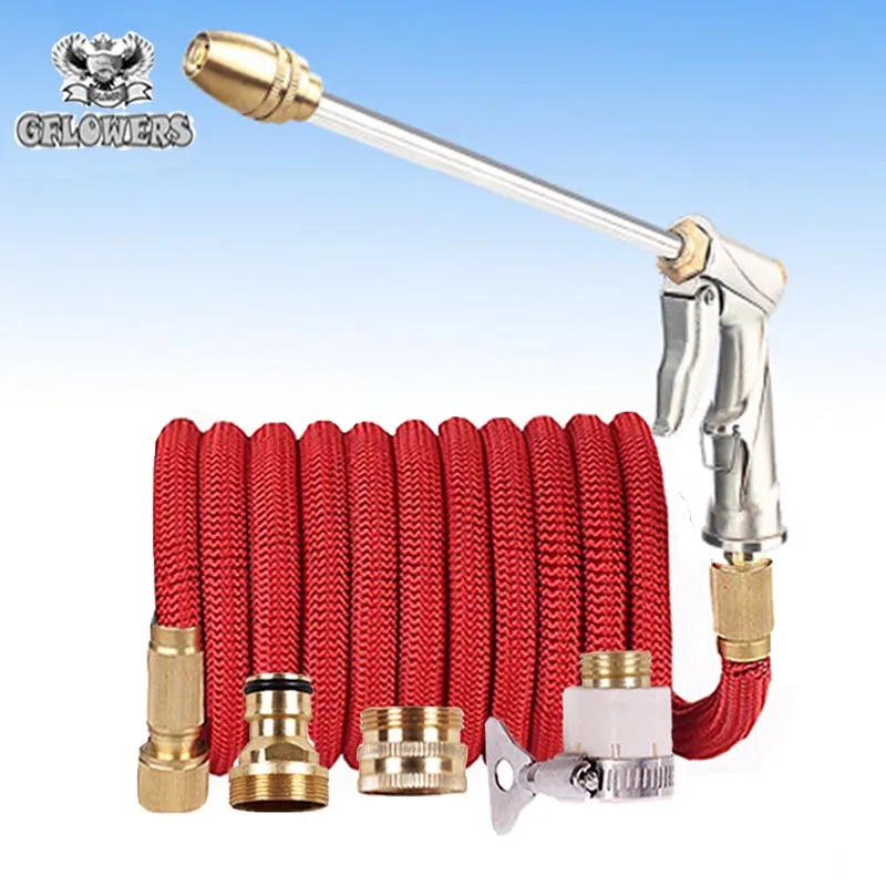 

HIGH QUAILITY 26ft-100ft Garden Hose Magic Telescopic flexible Plastic Hose Car Wash Hose Metal Spray Gun Outdoor Garden wateri