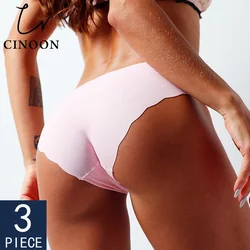 CINOON-bragas sin costuras para mujer, ropa interior ultrafina, cómoda, íntima, lencería Sexy de tiro bajo, 3 unidades