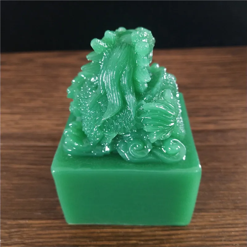 Figurki chińskiego smoka figurki Big Man-made kamień Imperial Jade Seal rzemiosło rok zodiak smok rzeźba do dekoracji domu