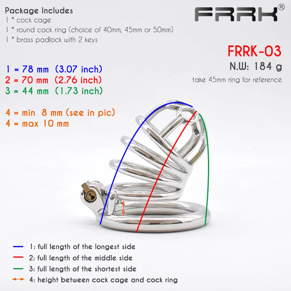 FRRK Comfy Stunning Chastity Cage Metal Male Bondage Device for Men Cock-Lock BDSM Adult 18 Fetish Sex Toys