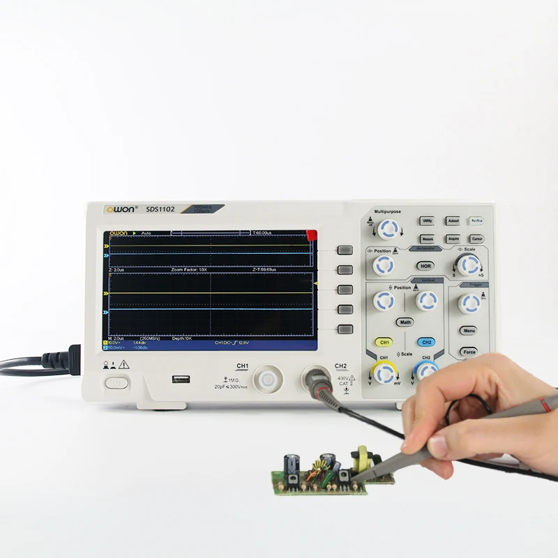 OWON SDS1102 Oscilloscope 2-Channel Digital Oscilloscopes 100MHZ Bandwidth 1GS/s High Accuracy Oscilloscope