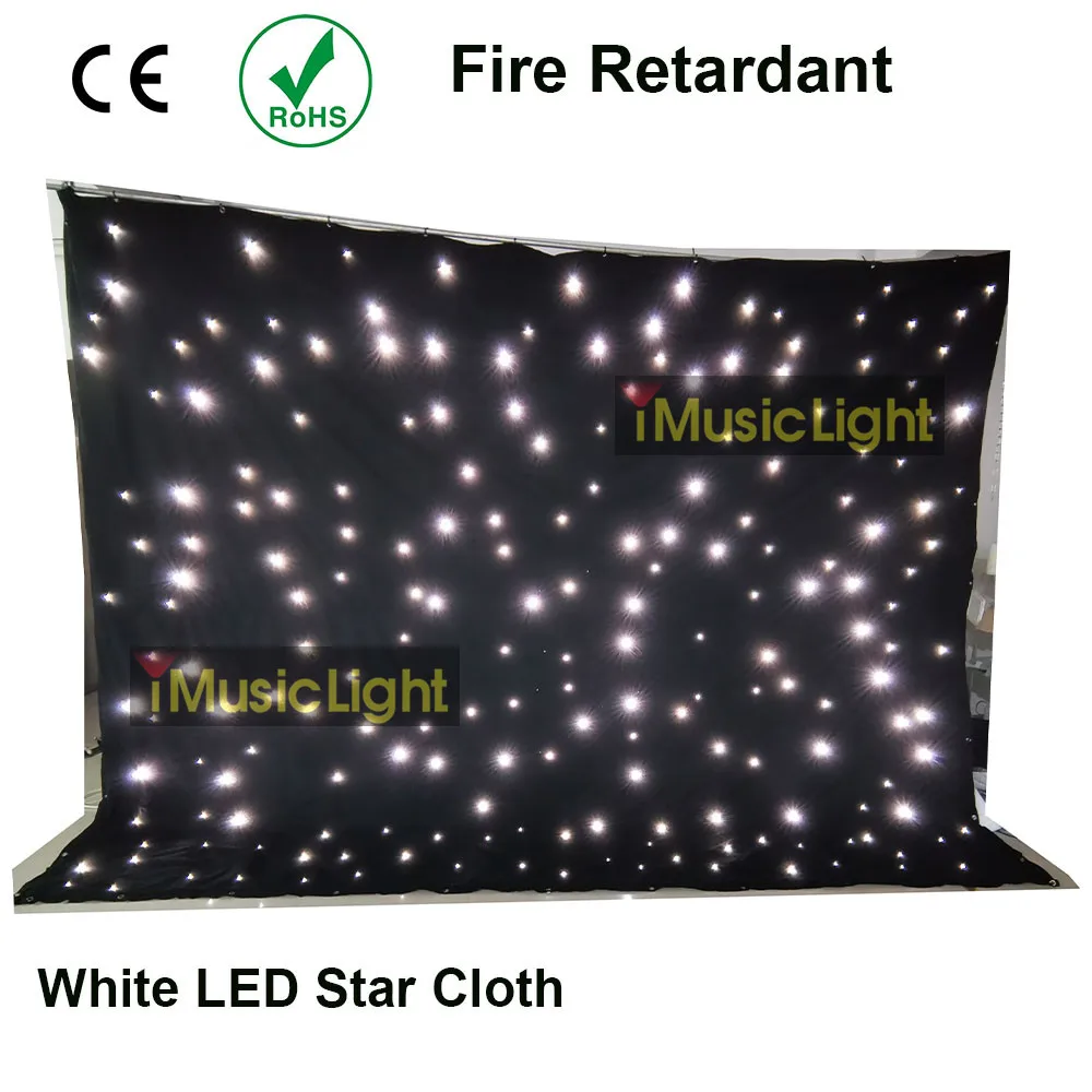 4 M x 12 M เปลวไฟสีขาว LED Star ผ้าฉากหลัง Starcloth ผ้าม่าน Theatre STAGE DMX ไฟ LED รวมกล่องควบคุม