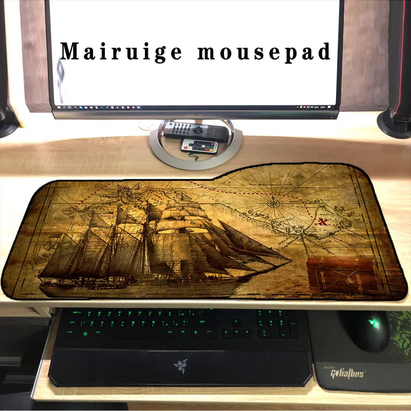 Retro Sailing Boat RGB Gaming Colorful Led Mousepad Large Prefessional Computer Mouse Mat Lighting Keyboard Mouse Pad  Desk Mat