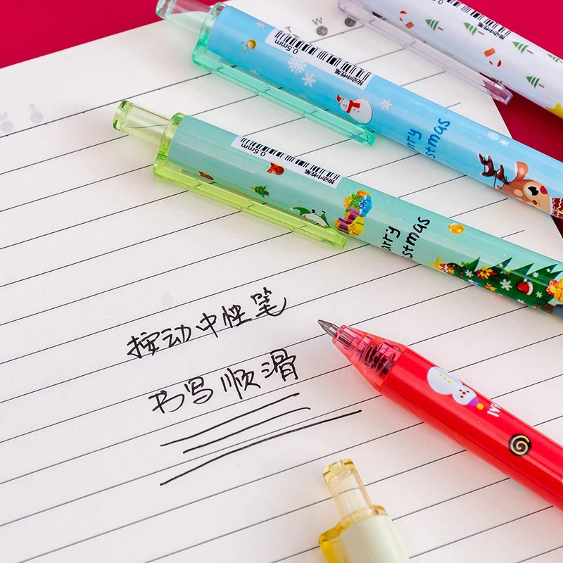 6 pezzi/set di penne Gel per cartoni animati Kawaii 0.5mm penne a sfera retrattili con inchiostro nero per scrivere cancelleria per ufficio scolastico