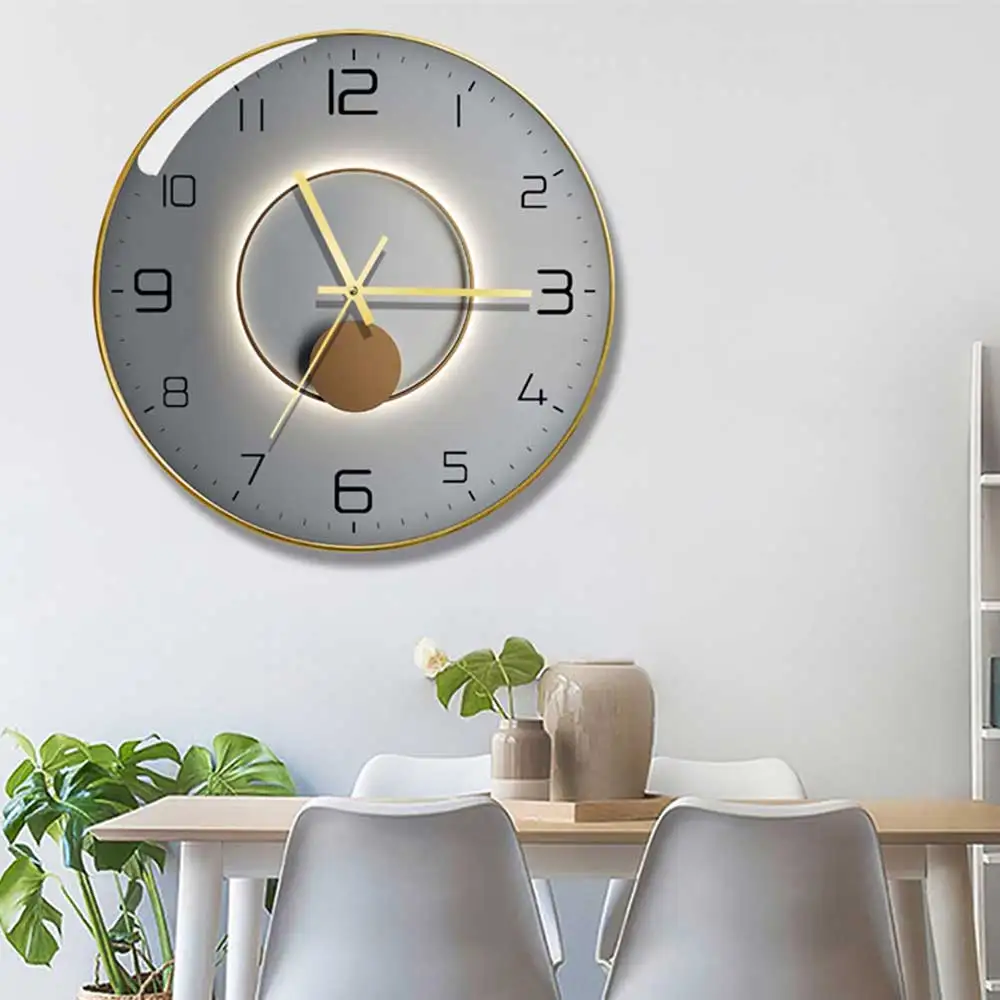 Glass Wall Clock Modern Design Geometric Series Art Round Mute Creative Hanging Home Living Room Bedroom Decoration 12 Inch