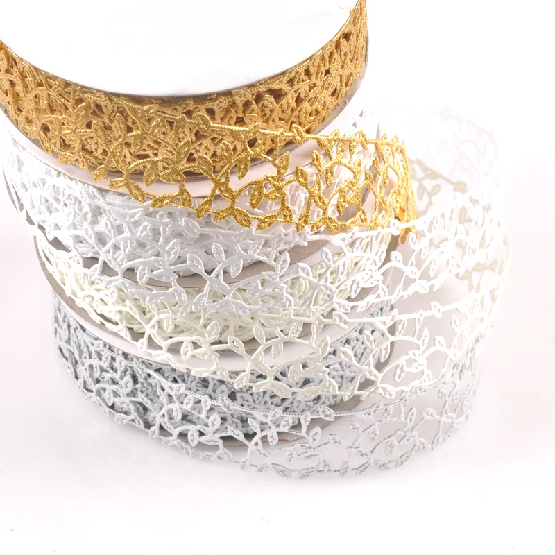 Width 3cm Leaf Lace Ribbons For DIY Embroidered Fabric Decoration Sewing Accessories Handmade Headdress Bow Gift Materials c2424