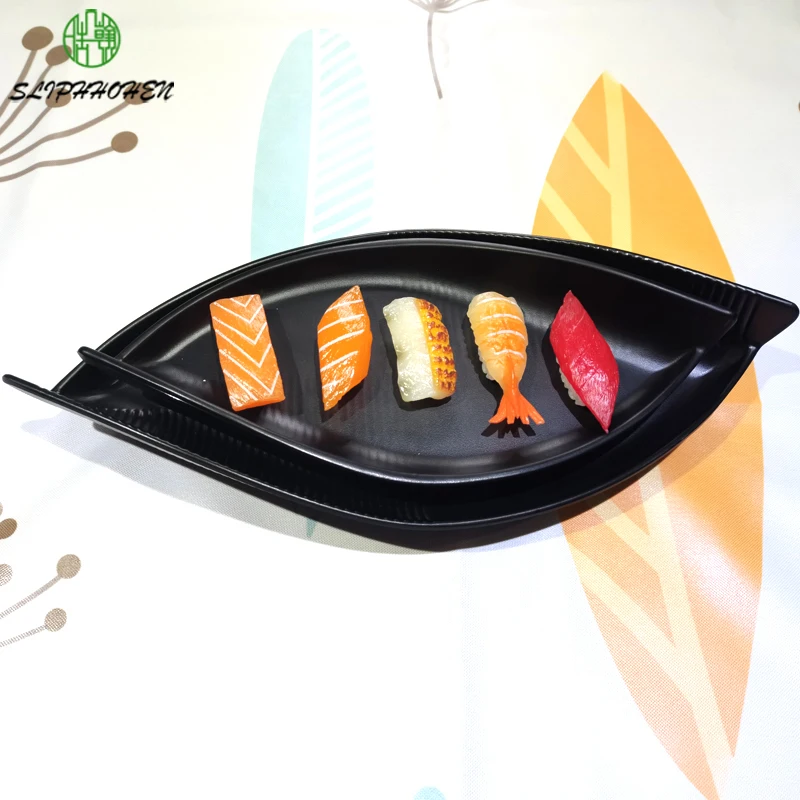 Lrregular Stripe Plate 6.7/11/14 Inch Black Frost Dinner Dish A5 Melamine Imitation Porcelain Restaurant Tableware