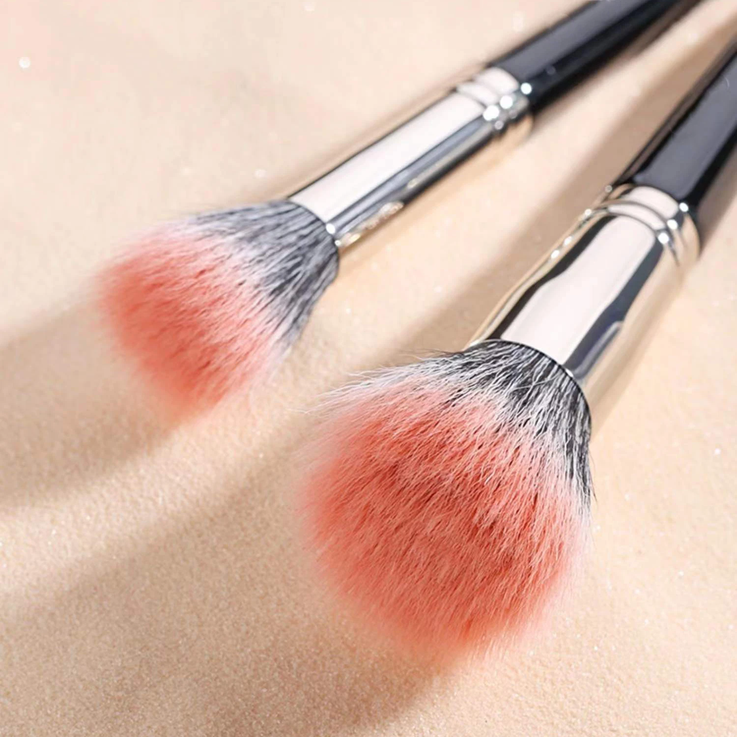 1/2Pcs Double Layer Goat Hair Stippling Blush Brush Highlighter Concealer Makeup Brushes Cosmetic Beauty Tools Natural Wood