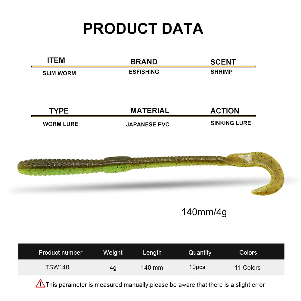 ESFISHING Slim Worm Señuelo 140mm para Lubina, Lucio y Perca - imagen 4