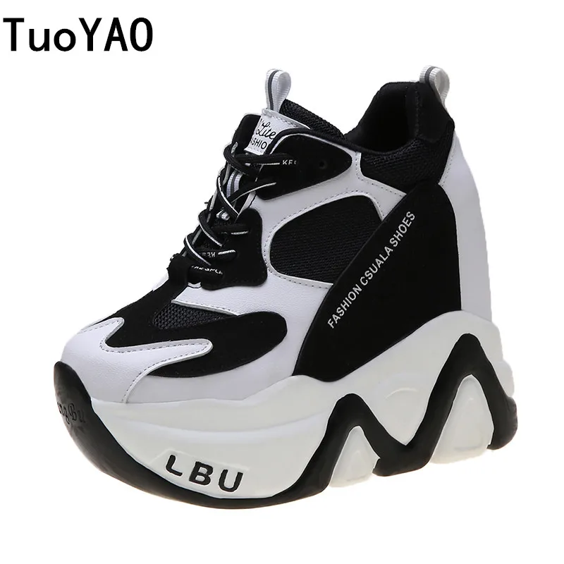 Women High Platform Shoes New Breathable Women Height Increasing Shoes 12 CM Thick Sole Trainers Sneakers Woman Deportivas Mujer