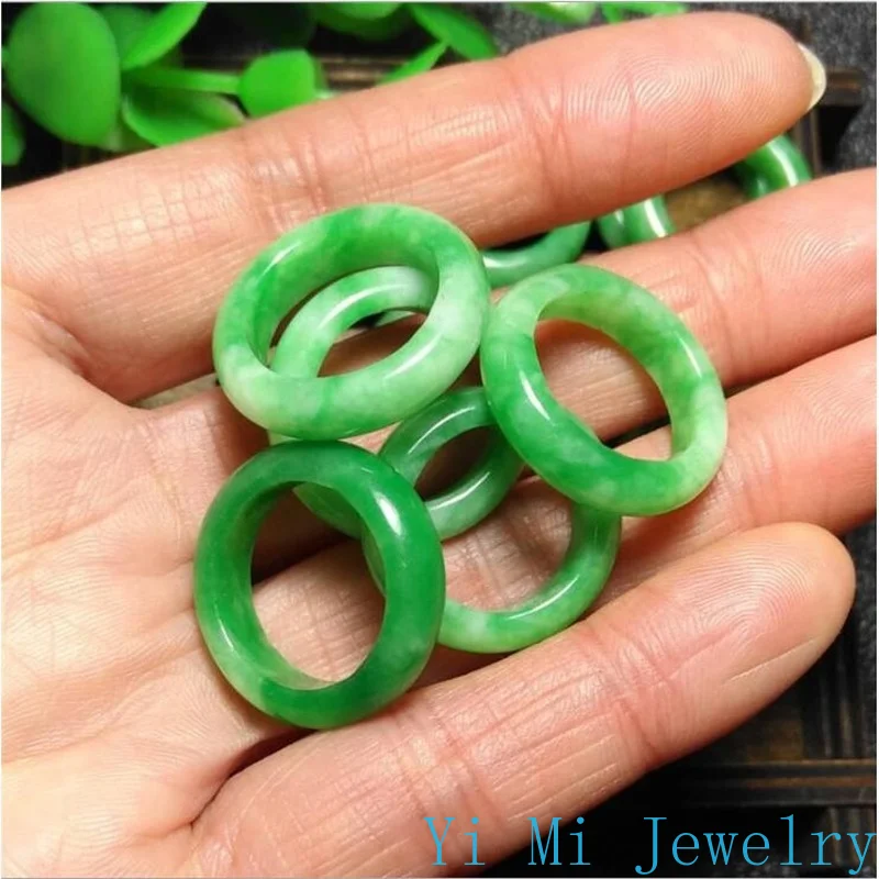 Fashion Burmese Full Green Dry Green Ring Jade Color Boutique Jade Ring for Men and Women Ring Jewelry Wedding Rings