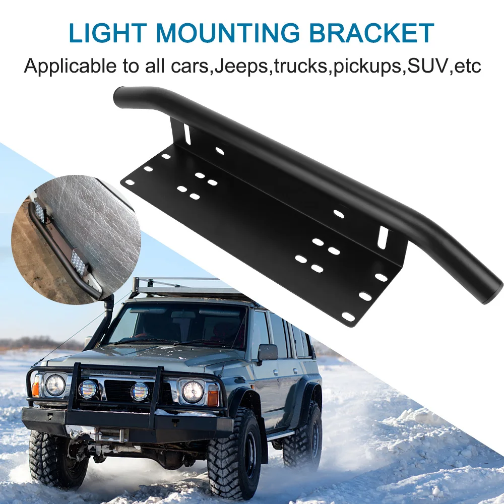 Paraurti anteriore universale targa SUV portalampada Off Road LED Light Bar supporto per telaio Log Light Mount staffa in alluminio