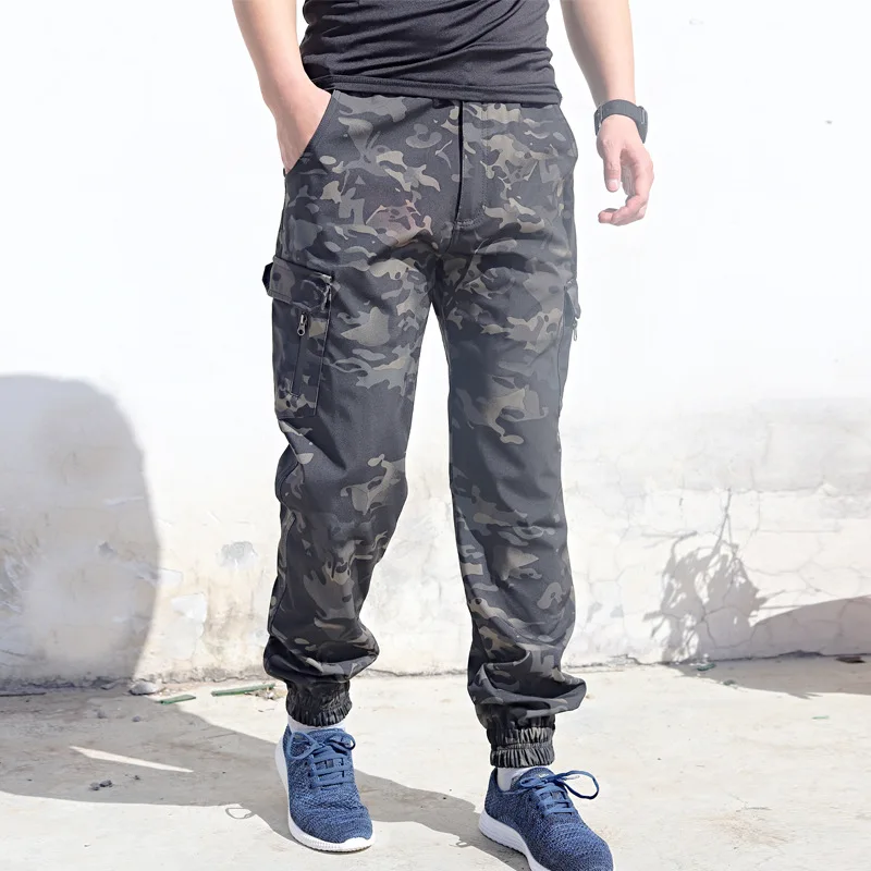 Tactical Camouflage Cargo Beam Pants New Men's Outdoor Slim Special Forces Army Training Pants Casual Sports Overalls Streetwear