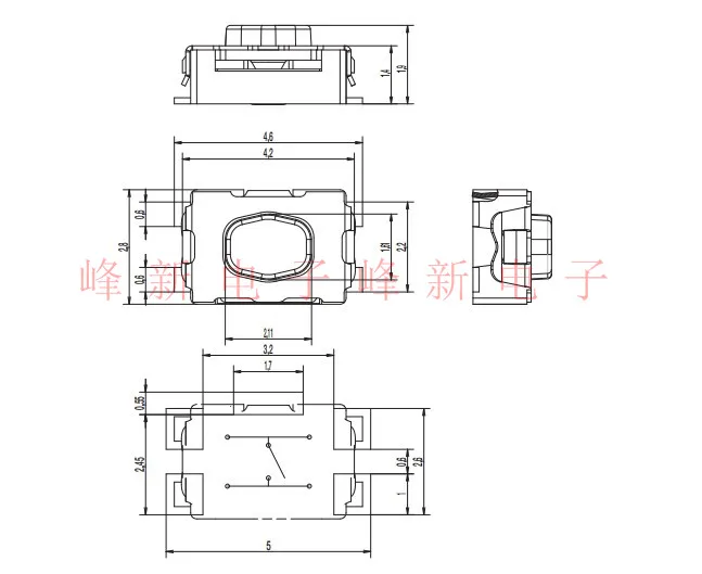 5Pcs KMR211G France 4.6*2.8*1.9 patch 4 foot tact switch silicone waterproof button switch