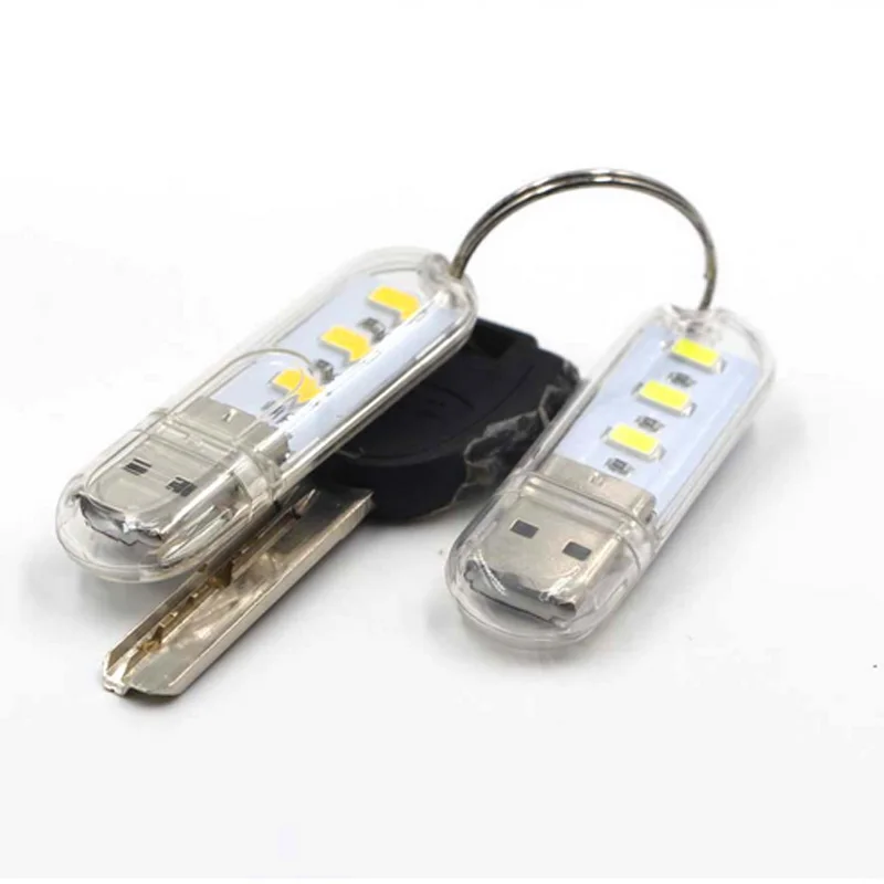 Mini Usb LED Flashlight 3LED 8LED Work Light Portable LED Torch Lamp White Warm White Reading Light USB Charging Computer Light