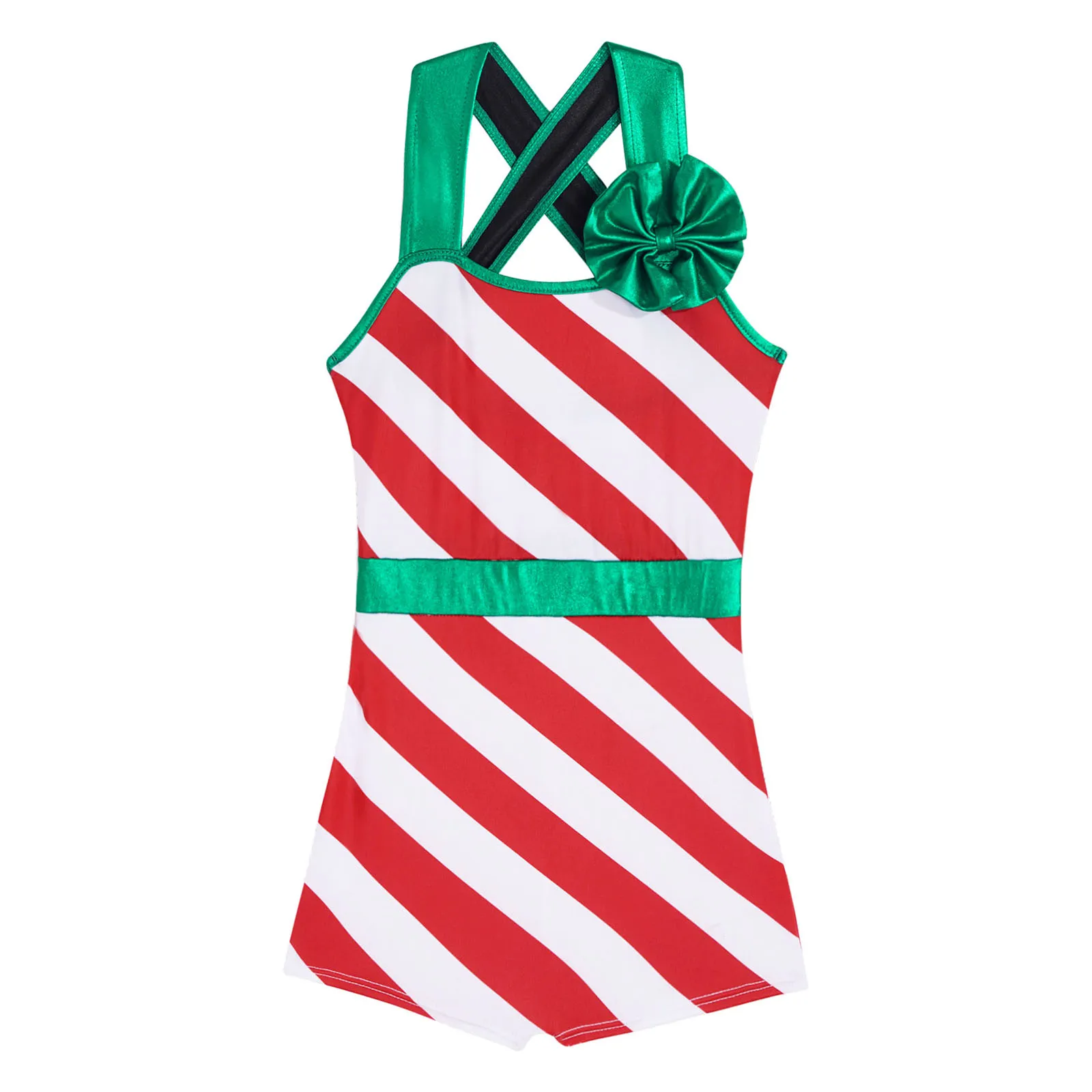 Kid Girls Christmas Dance Costumes Candy Cane Ballet Dance Leotard Biketards Gymnastics Bodysuit Festival Christmas Performance