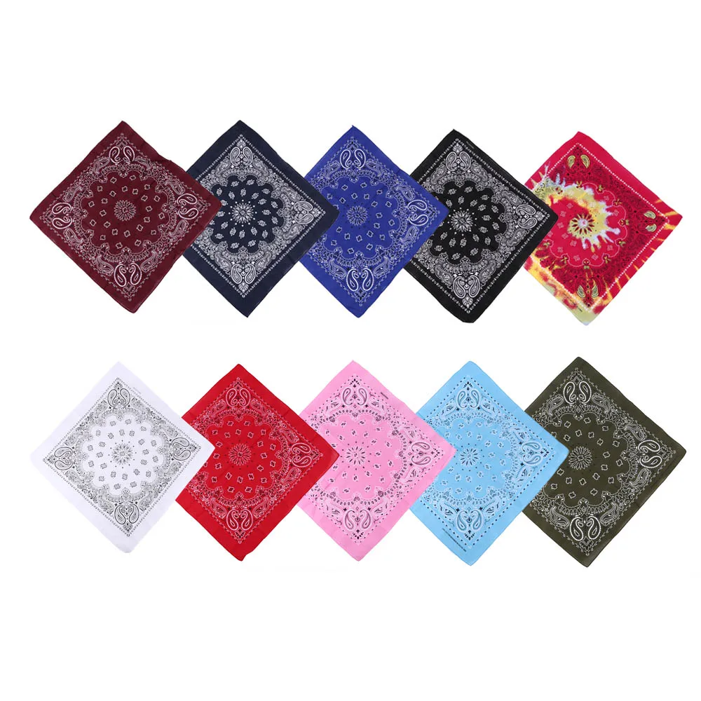 Bandana de algodão Hip Hop Paisley para homens e mulheres, cachecol quadrado, envoltório de cabeça, pescoço, pulseira, lenço, grafite, B-Boys, 55cm x 55cm