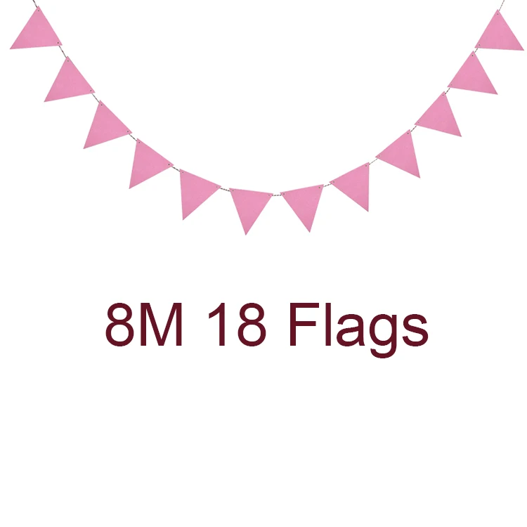 

4M 12 Flags 8M 18Flags Pink flags Wedding Valentine's day Birthday party Pure Flags Girl's Party Hanging Decoration Supplies