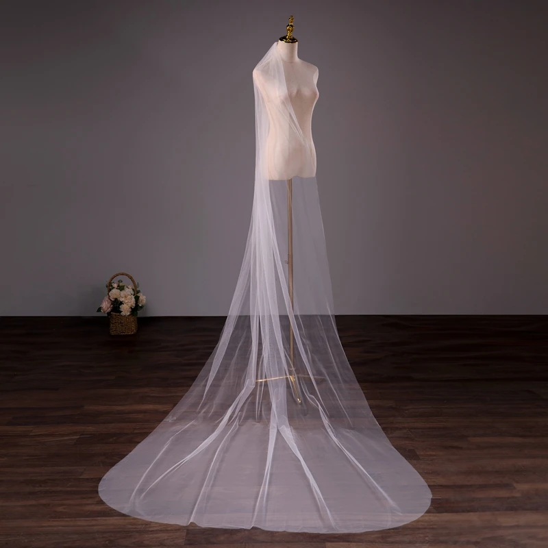 Veli da sposa Dropshipping per sposa bianco avorio 3 metri di lunghezza 1 strato con pettine in metallo Voile hiporcellage cattedrale velo