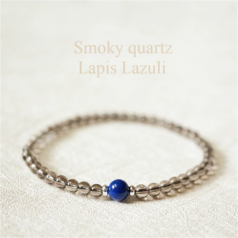 

Lii Ji Real Lapis Lazuli Smoky Quartz Bracelet 925 Sterling Silver Good for Wisdom Negativity for Women Men Dropshipping