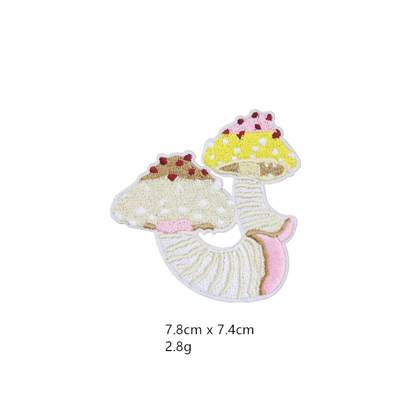 Flower Embroidered Cartoon Small Mushroom Patch, DIY Fabric Plant Stickers, Sew on Fashion, Cute Kids Suit Clothes, Hole Patches