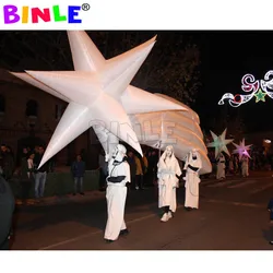 Large 4.5x2m Shooting Inflatable Star With LED Lighting Polaris North Poles Costume Balloon For Parade Decoration