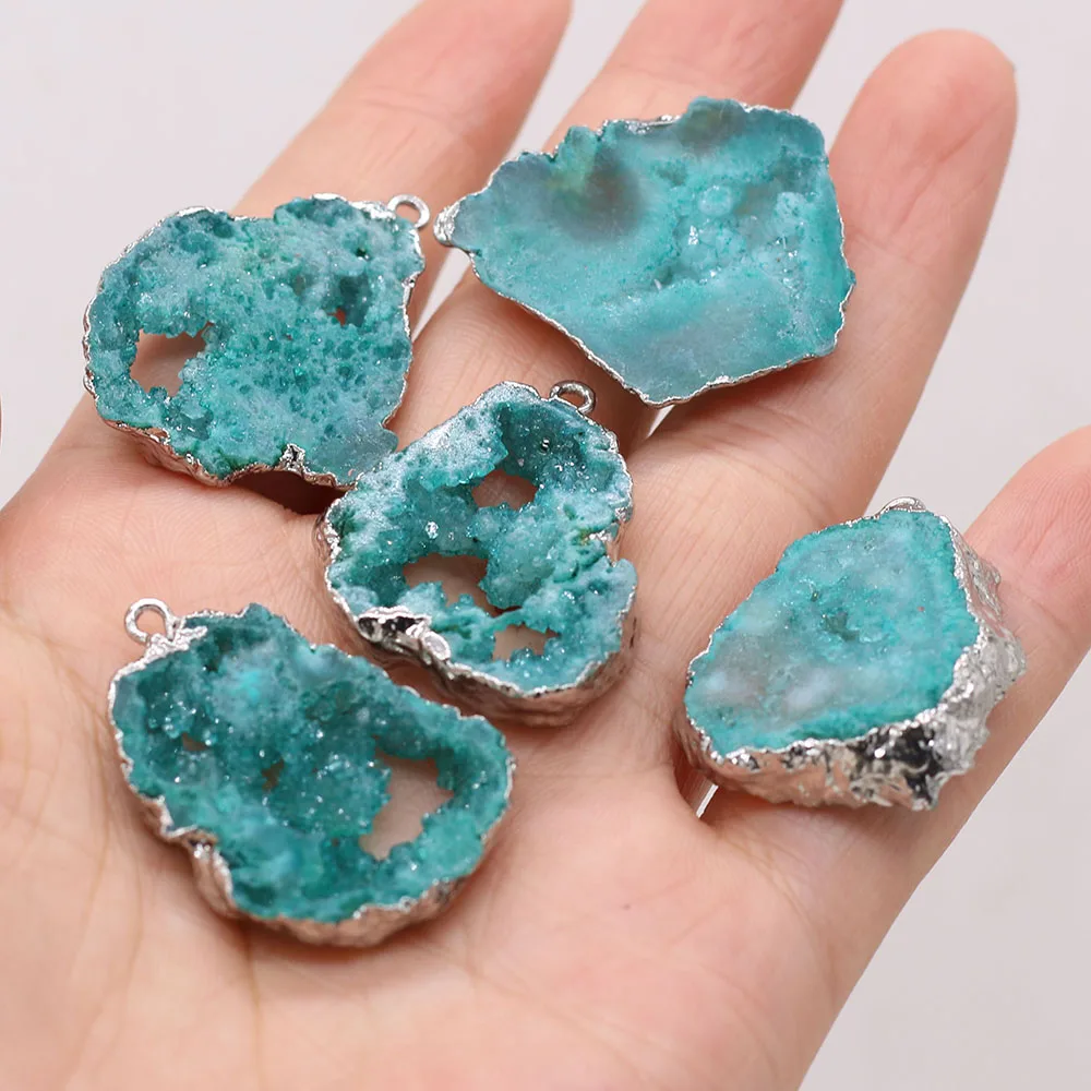 Natural Druzys Stone Pendant Charms Irregural Shape Agates Stone Pendant for DIY Jewelry Necklace Bracelets Making 20-30mm