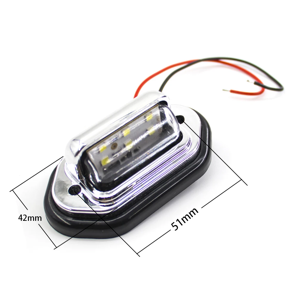 2pcs 12V 24V 6 LED License Plate Light Signal Rear Tail Light Step Lamp Car Boat Truck Trailer RV SUV Van Caravan Waterproof