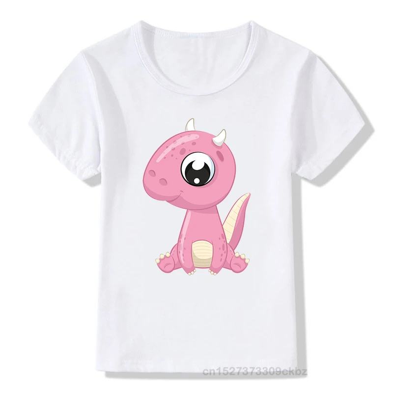 Cute Baby Purple Triceratops Print Kids Kawaii T Shirt Boy And Girl Top Tee Summer Children First Birthday Gift 2021