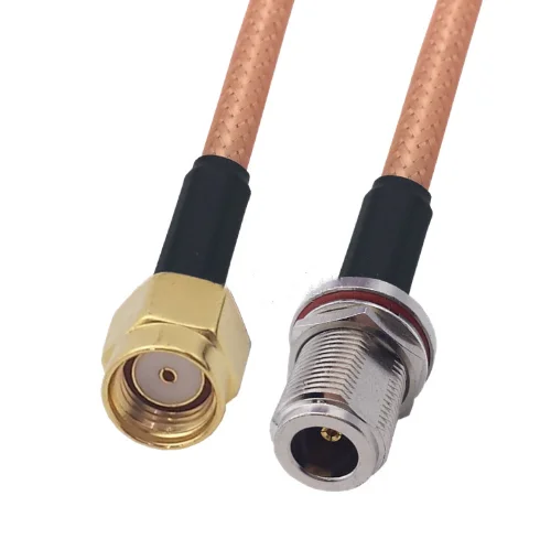 Adaptateur jack femelle RG142 N vers prise mâle RP-SMA, 50ohm, Extension droite, câble de raccordement coaxial