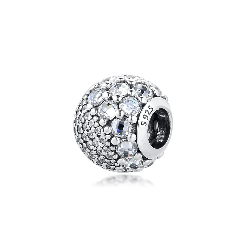 

Fits For Pandora Charms Bracelets Enchanted Pave Beads with Clear CZ 100% 925 Sterling-Silver-Jewelry Free Shipping