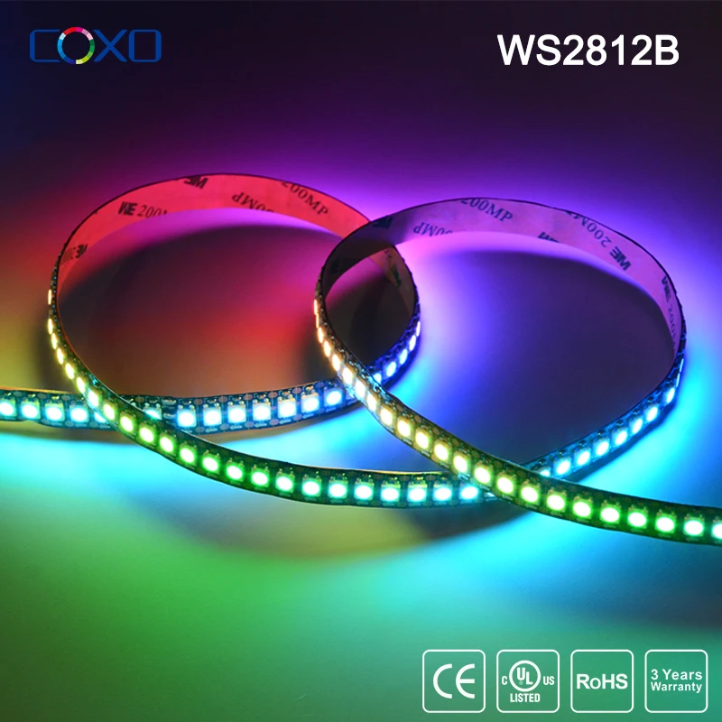 2m 5m WS2812B RGB Led Strip Light strisce di illuminazione a Led intelligenti indirizzabili individualmente WS2812 luci a Led PCB bianco nero IP30