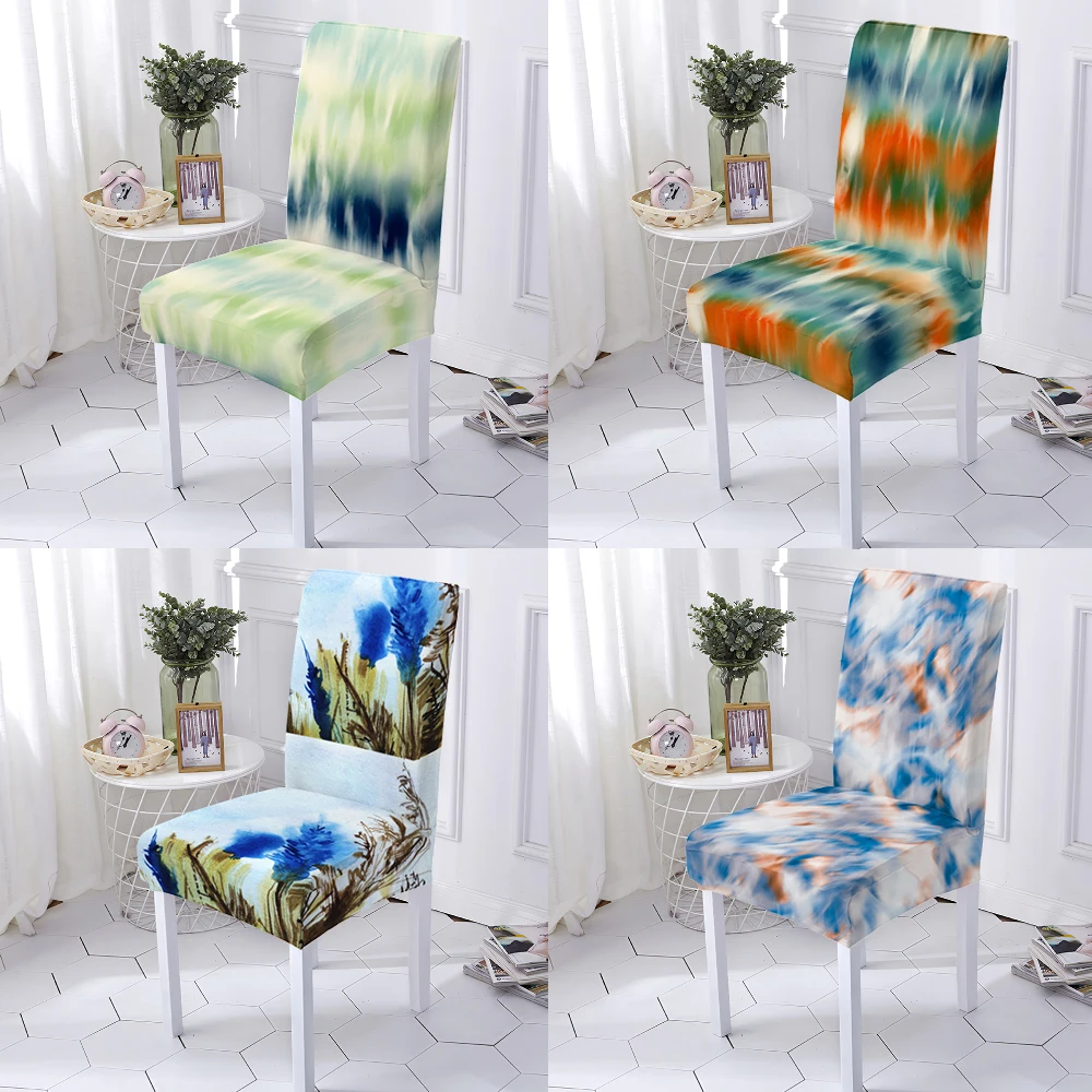 Scandinavian Chair Cover Geometry Cartoon Elastic Furniture Printing Office Chair Detachable Comfortable Gaming Chair Cover