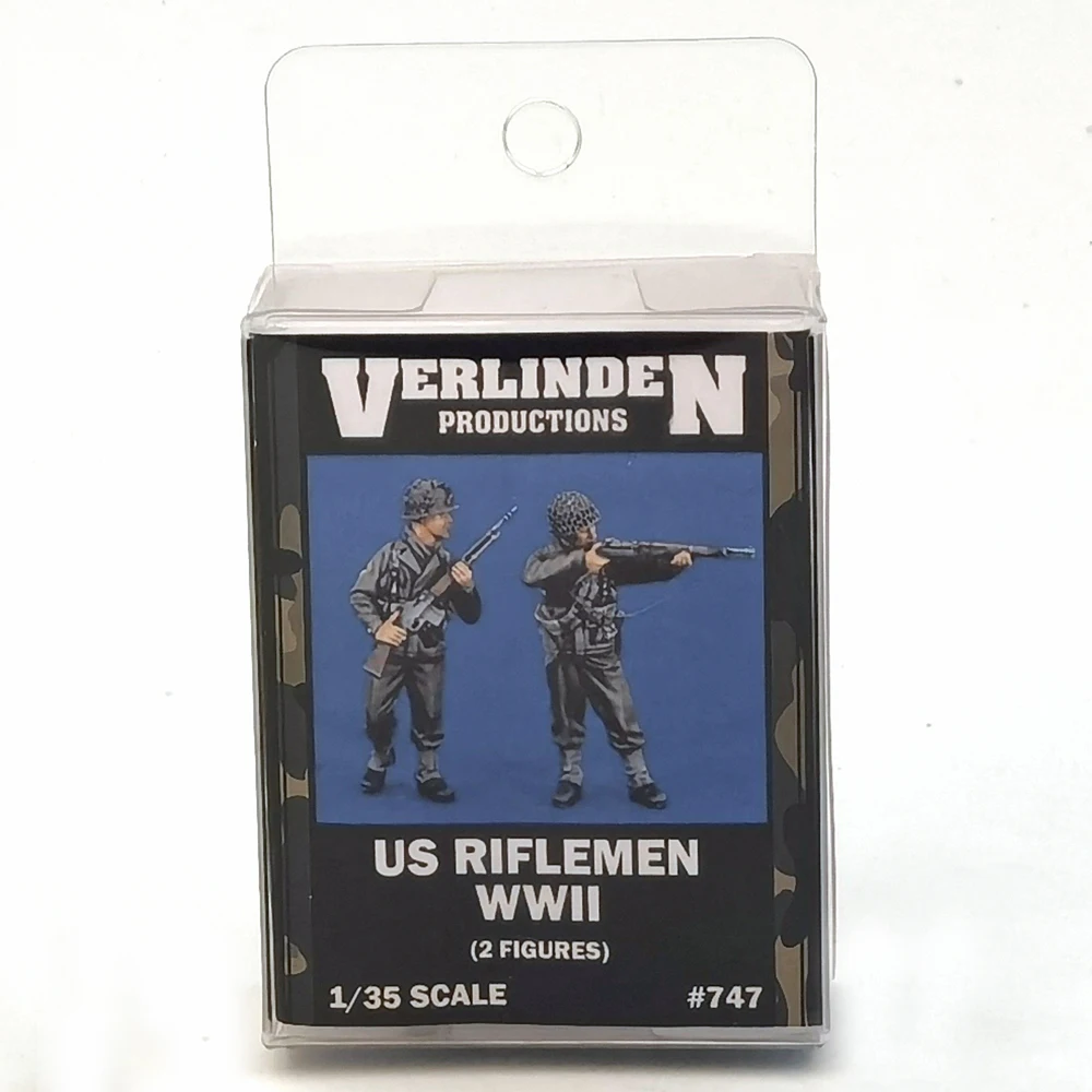 1/35 WWII US Riflemen w/M1 Garand and M1918 BAR Rifles (2 Figures/Set) VERLINDEN #747 Resin Kits Unassembled Uncolored