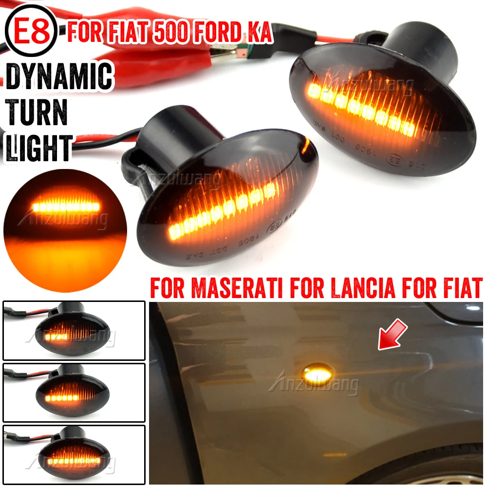 

2x Dynamic LED Side Marker Lights Flowing Turn Signal Light Blinker for Fiat 500 for Lancia Lybra Ypsilon for Maserati Alfa 4C