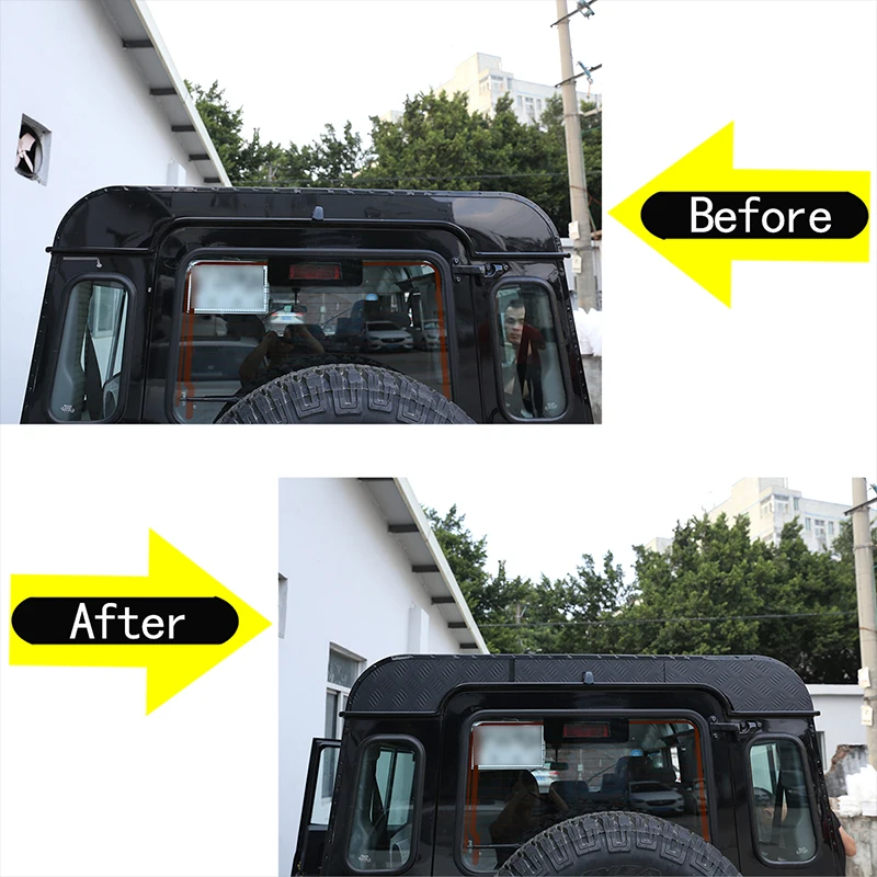 

3 шт., черный алюминиевый сплав для 2004-2018 Land Rover Defender, багажник автомобиля, задняя дверь, верхняя декоративная панель, наклейка, внешняя часть