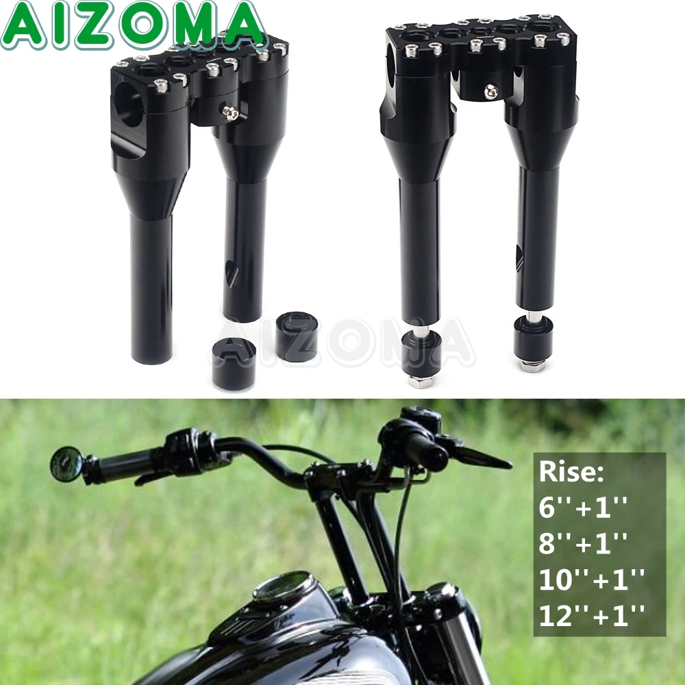 

Black Motorcycle 1 1/4" 32mm Handlebar Riser Clamp CNC Aluminum For Harley Touring Softail Road King Electra Glide Street Bob