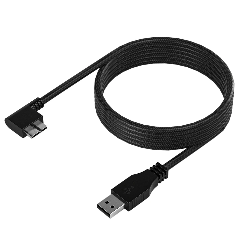 Angled USB 3.0 to Micro-B Cable 2.5M Braided Micro USB 3.0 Cable for WD,Seagate,LaCie, Toshiba External Hard Drive,SSD,Camera
