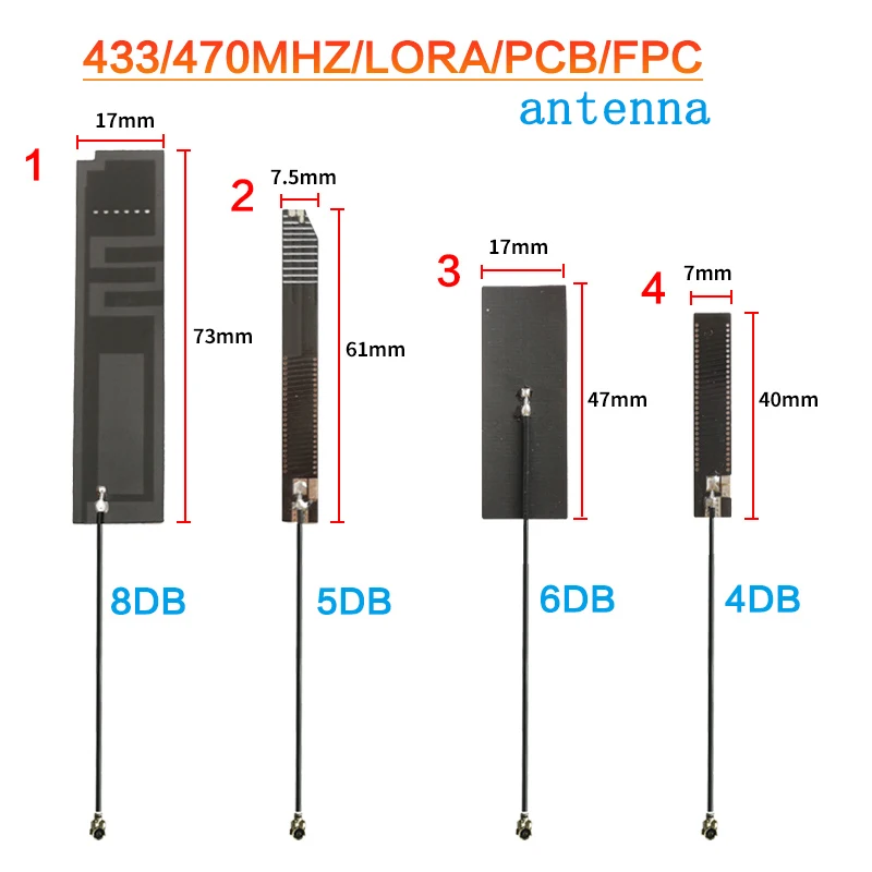 LoRa Module Transceiver 433mhz Built-in PCB Antenna RG1.13 10cm FPC Internal Spring Receiver Radio 470mhz Patch Antenna IPEX