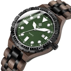 Cool Fashion Men's Watches Quartz Male Wooden Wristwatch Luxurious Solid Wood Strap Luminous Function Automatic Date Important